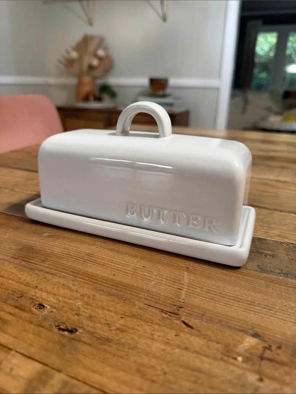 Threshold White Ceramic Butter Keeper with Lid